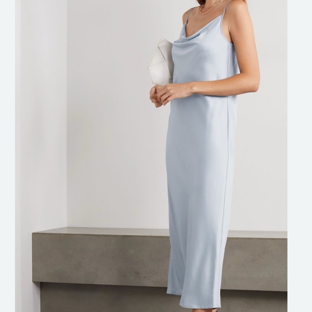 MaxMara Light Blue Satin Slip Dress